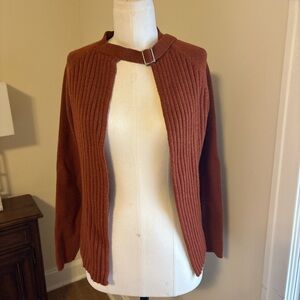 Rust Open-Front Sweater